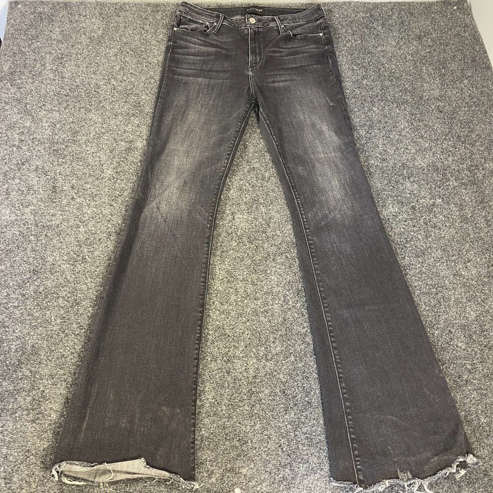 Black Orchid Mia Womens Skinny Flare Jeans 30 Black Denim Stretch Raw Hem